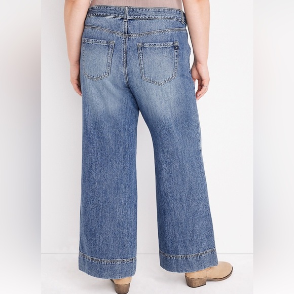 m jeans by maurices Cotton Wide Leg Nonstretch High Rise Blue Jean 14w - Picture 9 of 14